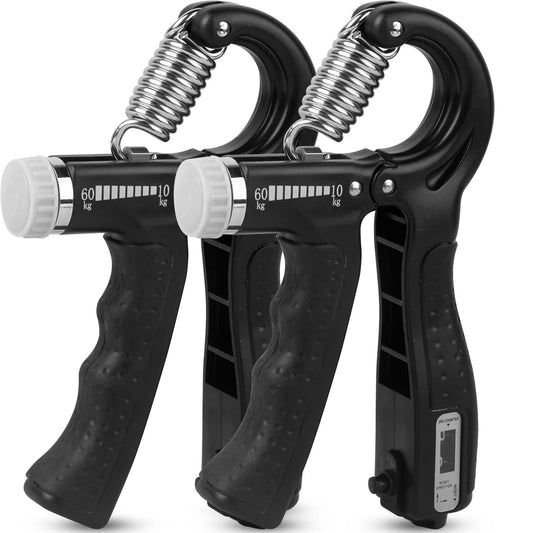 Hand Grip Strengthener Exerciser Adjustable Strength Workout Grip Strength Trainer for Exercise Finger Forearm Wrist, Black, Pack of 2